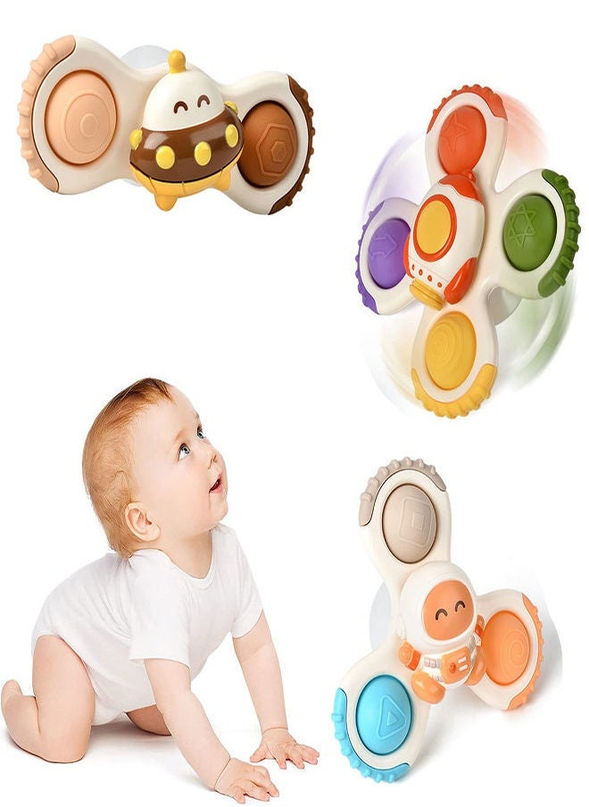 Y&D - Suction Cup Spinner Toy for Baby 3Pcs Sensory Toys Toddlers 1-3 Infant Bath Toddler Travel with Spinning Top First Birthday 1 2 3 Year Old Boys Girls Preschool - Image 1
