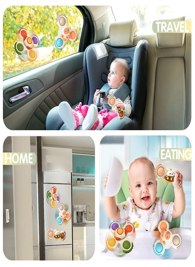 Y&D - Suction Cup Spinner Toy for Baby 3Pcs Sensory Toys Toddlers 1-3 Infant Bath Toddler Travel with Spinning Top First Birthday 1 2 3 Year Old Boys Girls Preschool - Image 1