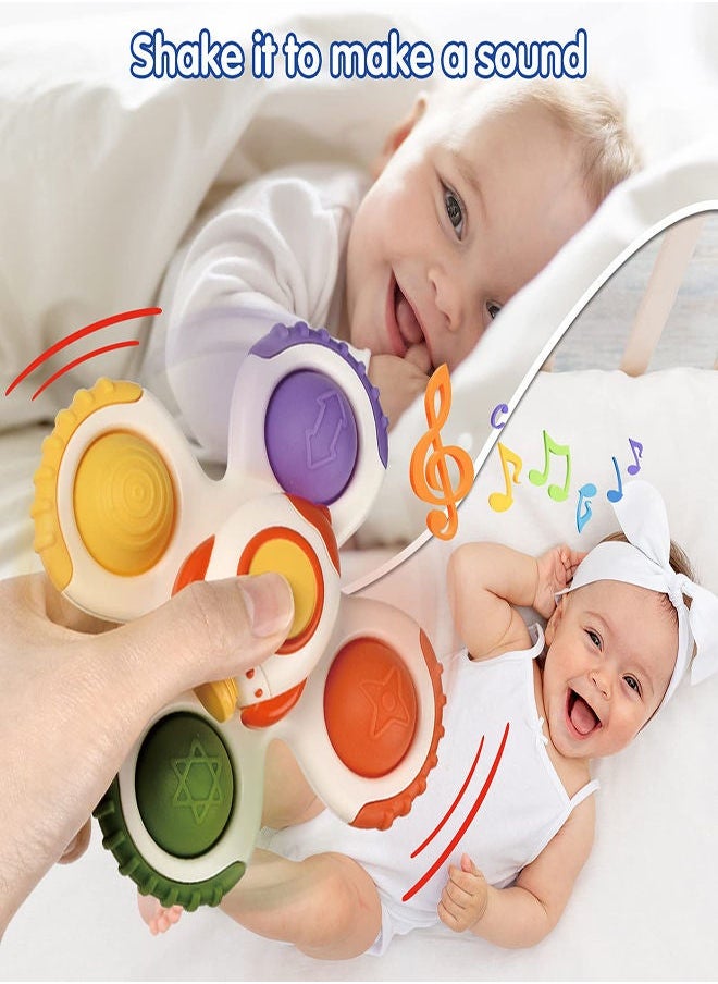 Y&D - Suction Cup Spinner Toy for Baby 3Pcs Sensory Toys Toddlers 1-3 Infant Bath Toddler Travel with Spinning Top First Birthday 1 2 3 Year Old Boys Girls Preschool - Image 1