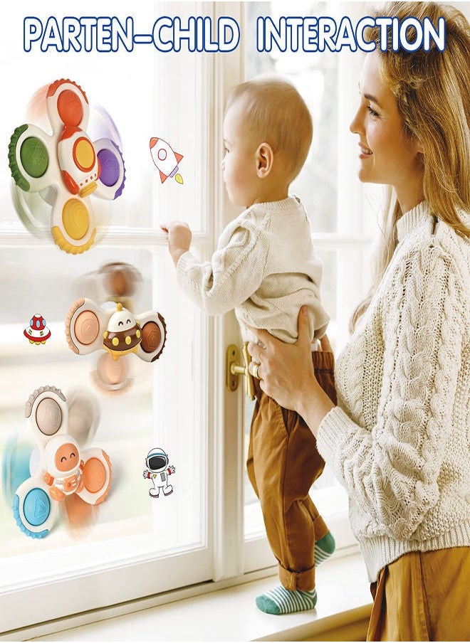 Y&D - Suction Cup Spinner Toy for Baby 3Pcs Sensory Toys Toddlers 1-3 Infant Bath Toddler Travel with Spinning Top First Birthday 1 2 3 Year Old Boys Girls Preschool - Image 1