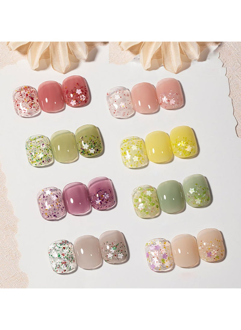 Miss Gooey Nail Polish Colors Cream Solid Gel Colorful Waterproof Canned Field Flowers With ice Quick Dry 60 Seconds Salon-Quality Bright Soak off UV Lamp Required Home DIY Manicure 8g with Brush  - Image 4