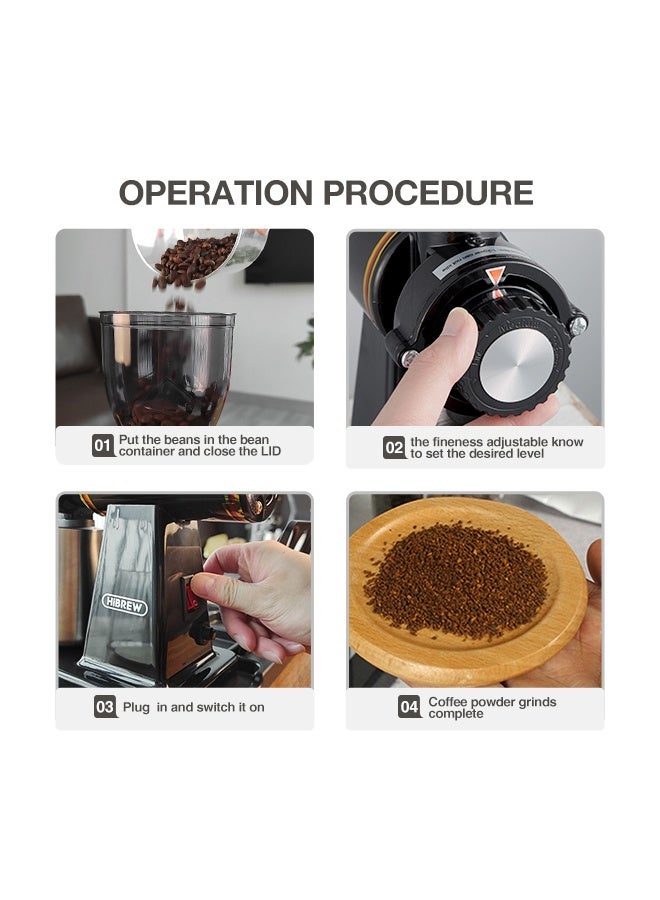 هيبرو هاي برو 8 مطحنة حبوب القهوة الكهربائية, ماكينة تقطير القهوة الأمريكية أو الاسبريسو، متينة، مزودة بإعدادات الضبط، عملية تحميص وحفظ البن وصبه G1 - Image 2