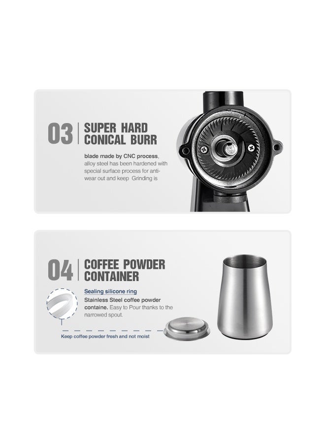 هيبرو هاي برو 8 مطحنة حبوب القهوة الكهربائية, ماكينة تقطير القهوة الأمريكية أو الاسبريسو، متينة، مزودة بإعدادات الضبط، عملية تحميص وحفظ البن وصبه G1 - Image 4