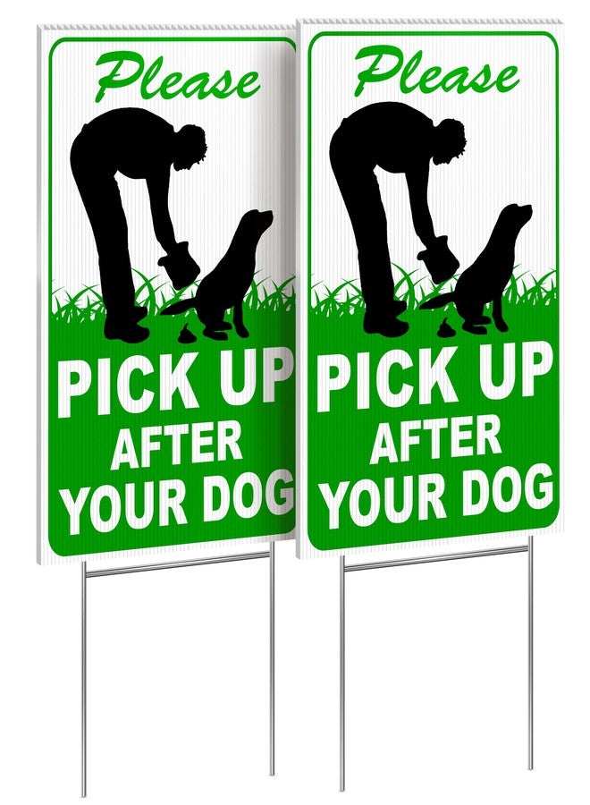 DIMARONGTON 2 PC Pick Up After Your Dog Sign, 8x12 DS Coroplast Please Clean Up After Your Pet Sign with Stake for Lawn Yard - Image 1