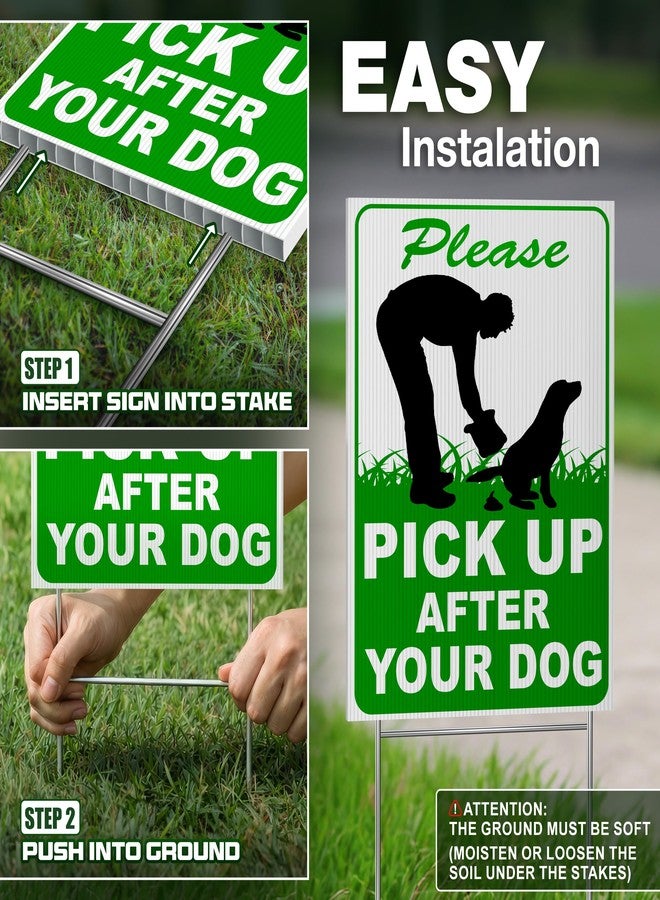 DIMARONGTON 2 PC Pick Up After Your Dog Sign, 8x12 DS Coroplast Please Clean Up After Your Pet Sign with Stake for Lawn Yard - Image 5