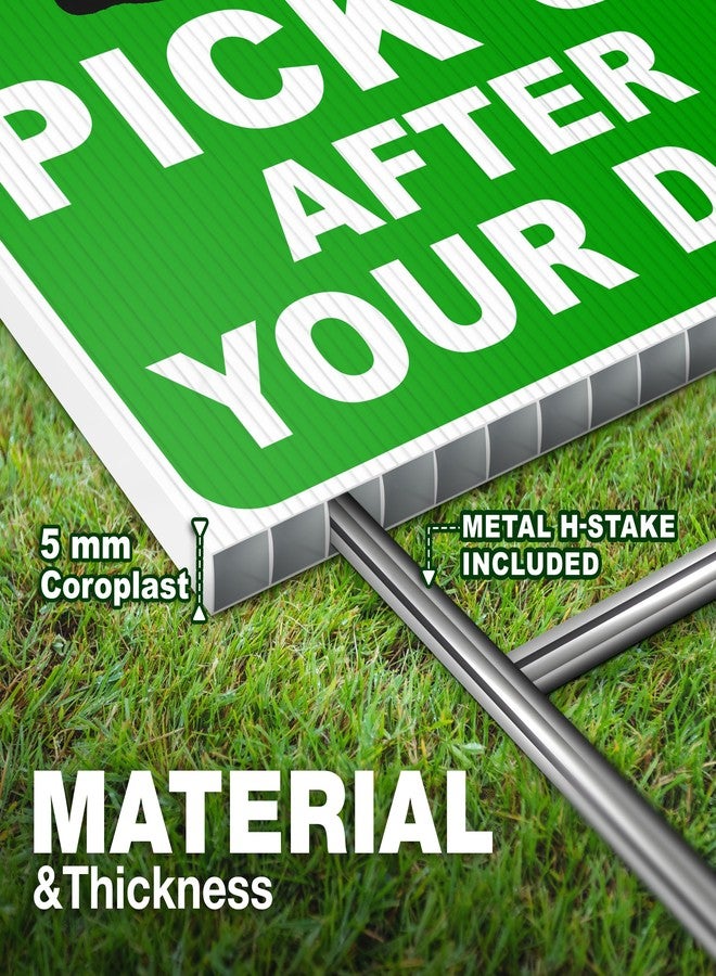 DIMARONGTON 2 PC Pick Up After Your Dog Sign, 8x12 DS Coroplast Please Clean Up After Your Pet Sign with Stake for Lawn Yard - Image 3
