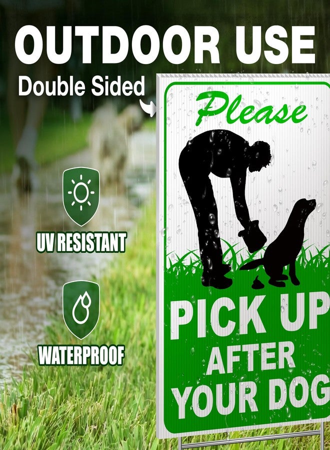 DIMARONGTON 2 PC Pick Up After Your Dog Sign, 8x12 DS Coroplast Please Clean Up After Your Pet Sign with Stake for Lawn Yard - Image 4