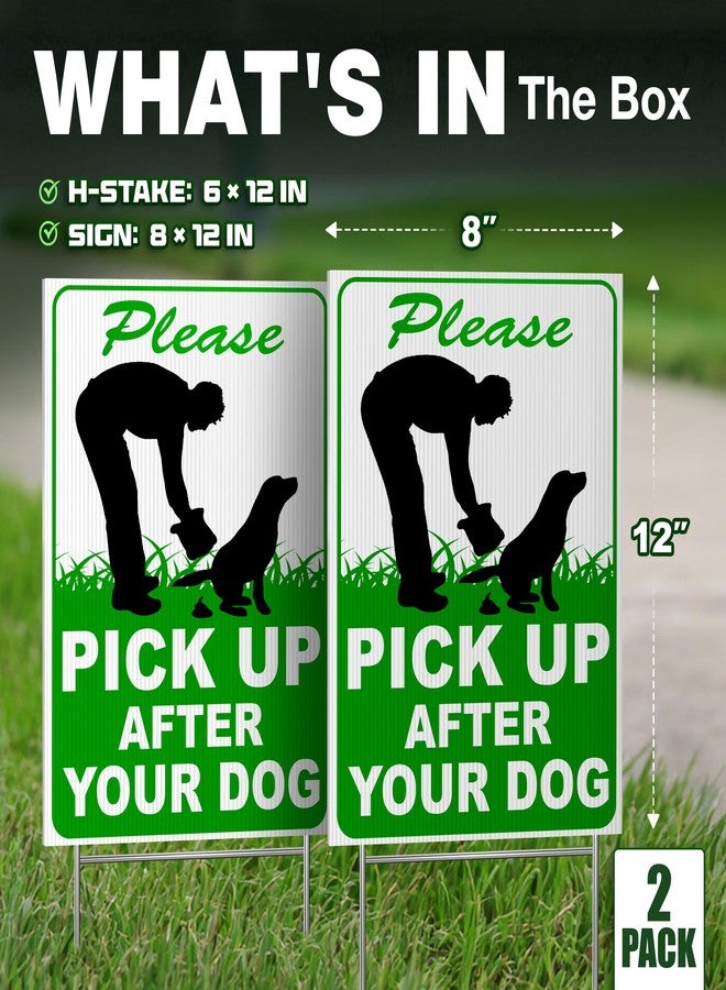 DIMARONGTON 2 PC Pick Up After Your Dog Sign, 8x12 DS Coroplast Please Clean Up After Your Pet Sign with Stake for Lawn Yard - Image 2