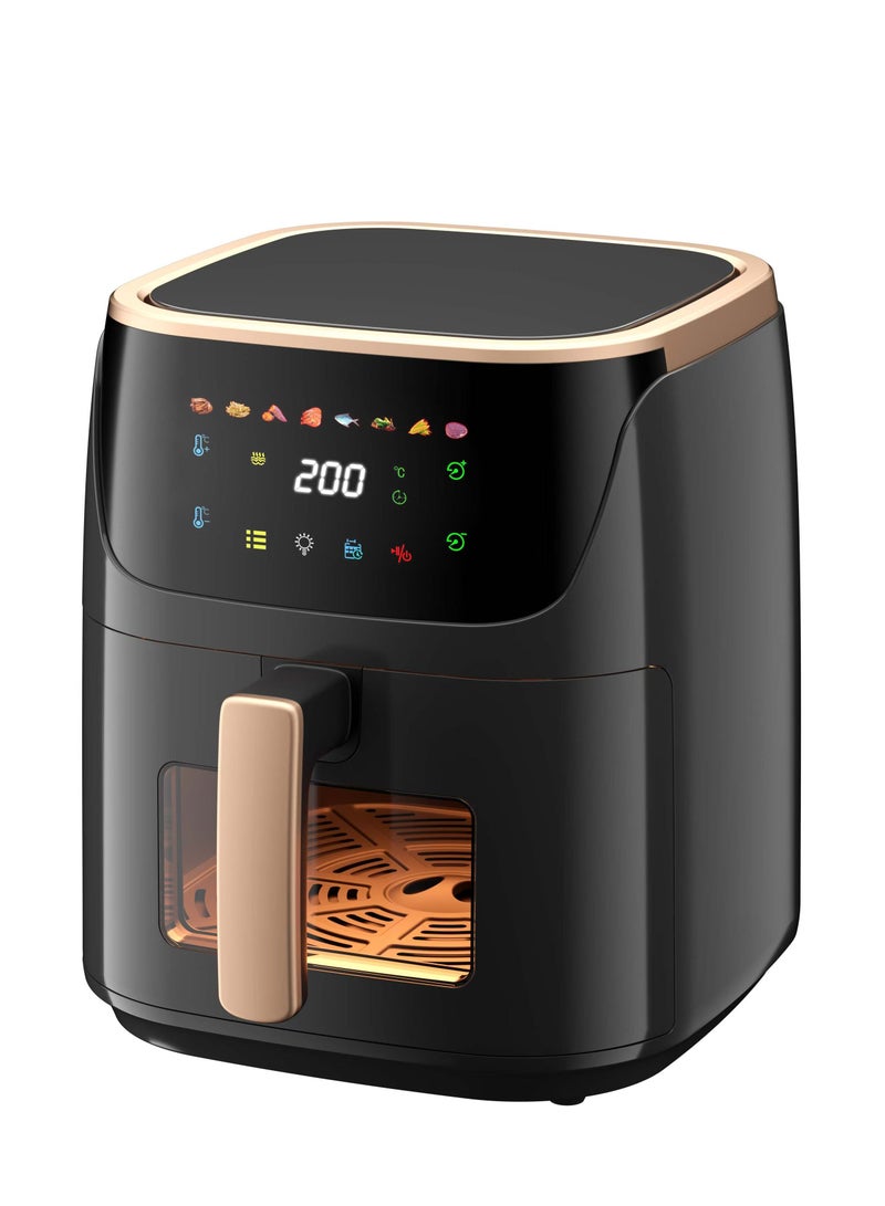 RUIYADA 8L Large Air Fryer with Viewing Window, 1350W Oil-Free Frying, Touch Screen, 8-in-1 Presets, Dishwasher Safe Basket, Smart Timer – Black - Image 1