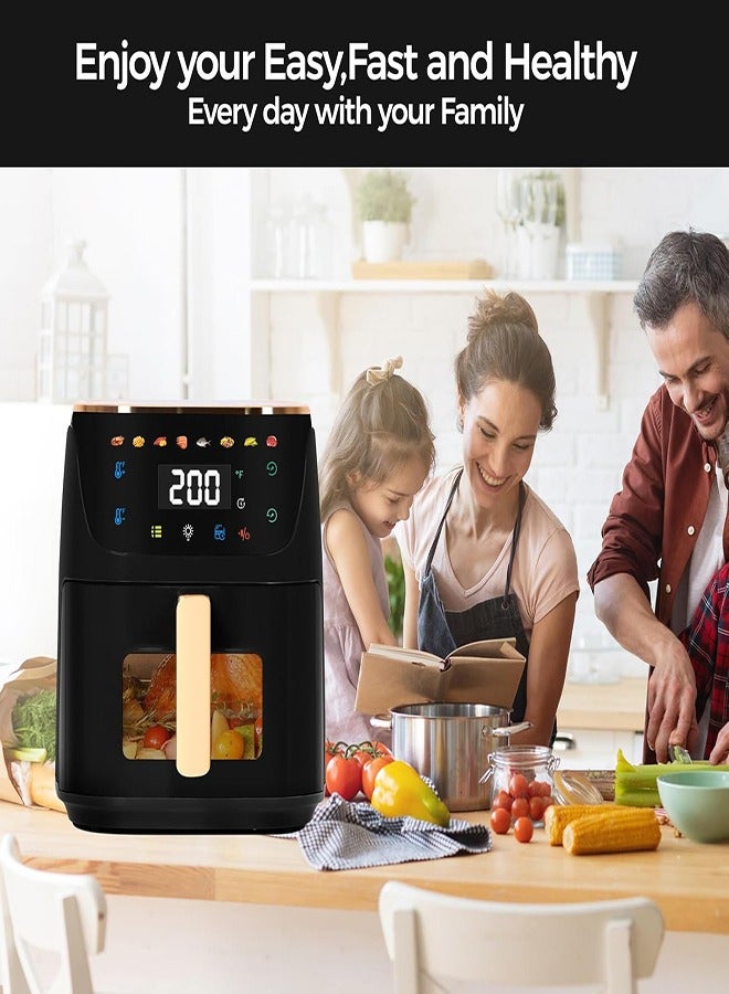 RUIYADA 8L Large Air Fryer with Viewing Window, 1350W Oil-Free Frying, Touch Screen, 8-in-1 Presets, Dishwasher Safe Basket, Smart Timer – Black - Image 4
