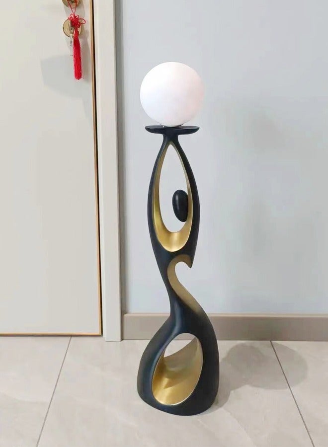 فاشون هوم تصميم فاخر حديث من الراتنج فن النحت مصباح أرضي مزخرف ديكور أرضي إبداعي ضوء ليلي LED ضوء القمر لغرفة المعيشة والمكتب المنزلي (مجمع بالكامل) 21 × 23 × 82 سم  - Image 2