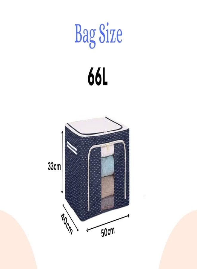 BIYALI Foldable Clothes Storage Bags with Zipper Large Transparent Box Saree, Blankets, Toys, Towels, Clothes Organizer for Wardrobe, Under Bed (Pack of 1-66 ltr) - Image 3