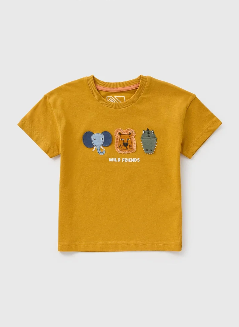 Matalan Boys Yellow Animal Flap T-Shirt