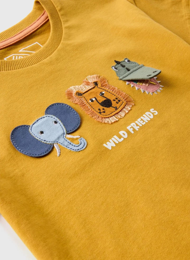 Matalan Boys Yellow Animal Flap T-Shirt