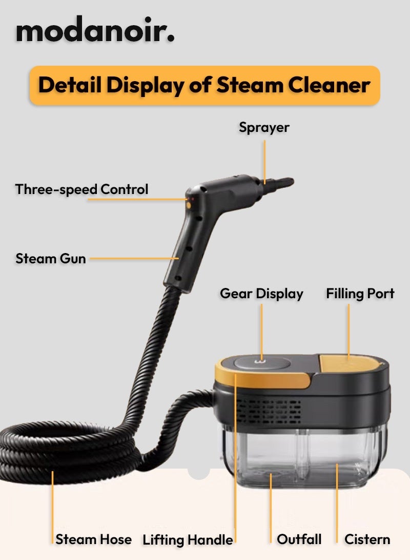 MODANOIR 2500W Handheld Steam Cleaner High Pressure & Temperature carpet steam cleaner it heats up quickly 3-Gear Adjustable 1.69L Tank Multifunctional with 9PCS Accessories for Kitchen,Bathroom,Sofa & Home Use - Image 4