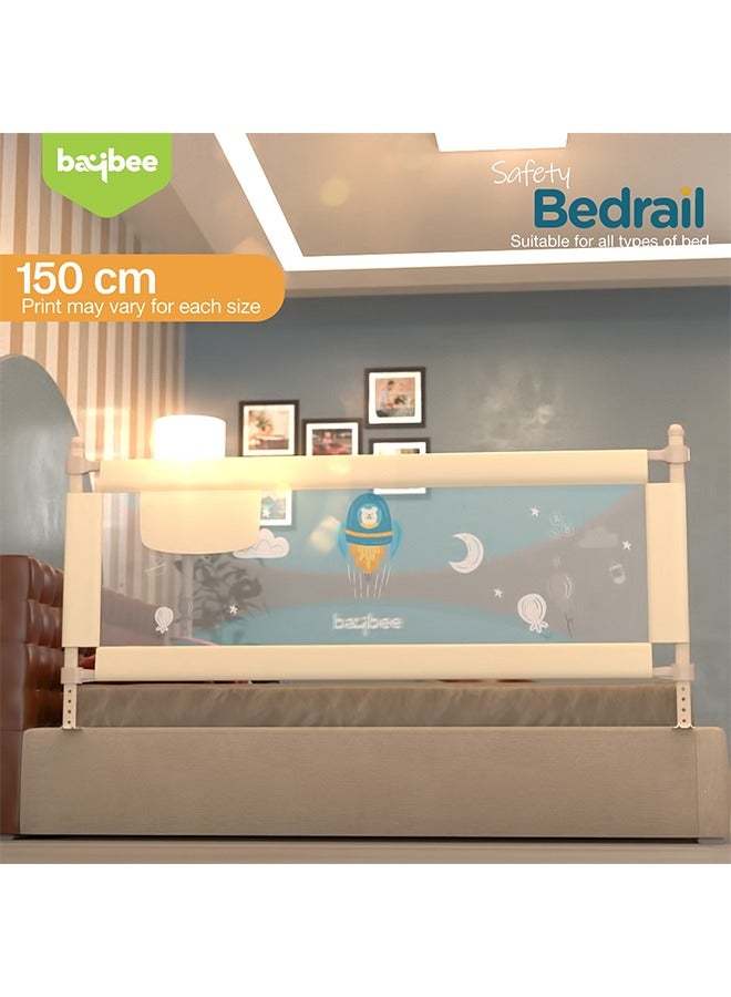 Baybee Bed Rail Guard Barrier for Baby Portable Safety Foldable Adjustable Height Falling Protector Fence Bedrail Single Side for Toddler 150 x 63cm Beige - Image 2