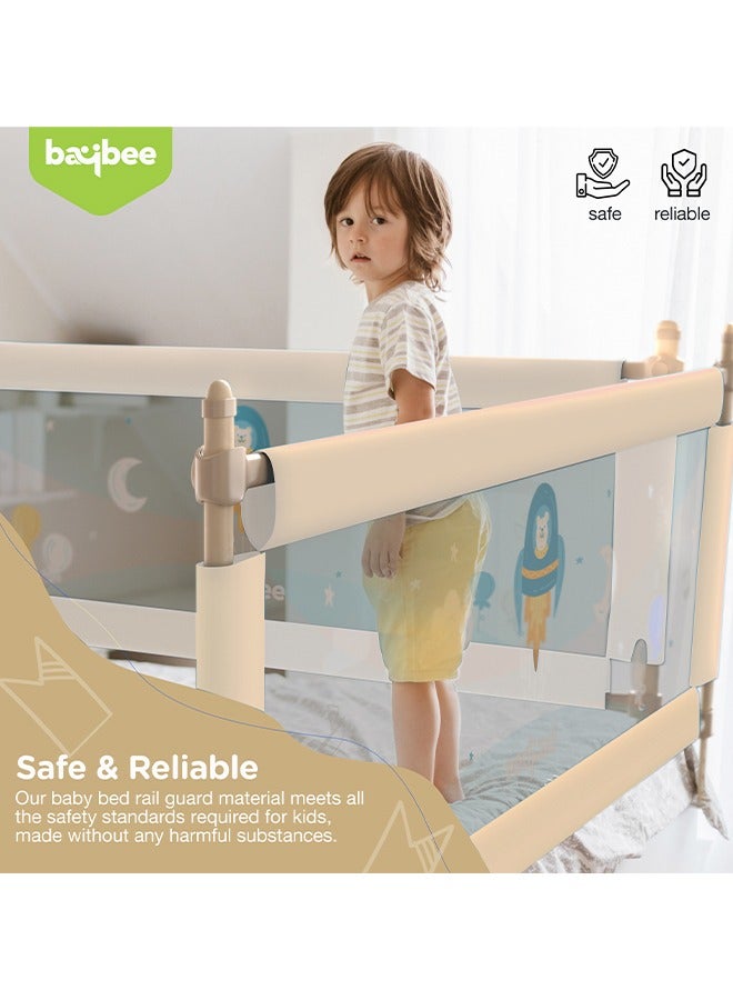 Baybee Bed Rail Guard Barrier for Baby Portable Safety Foldable Adjustable Height Falling Protector Fence Bedrail Single Side for Toddler 150 x 63cm Beige - Image 4