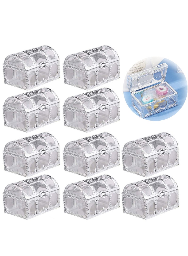 KASTWAVE Treasure Box Candy Box, 10 Pieces Creative Treasure Box Jar Transparent Jewelry Box Chocolate Packaging Gift Decoration Display Box for Wedding Party Anniversary Birthday Gift (Silver) - Image 1