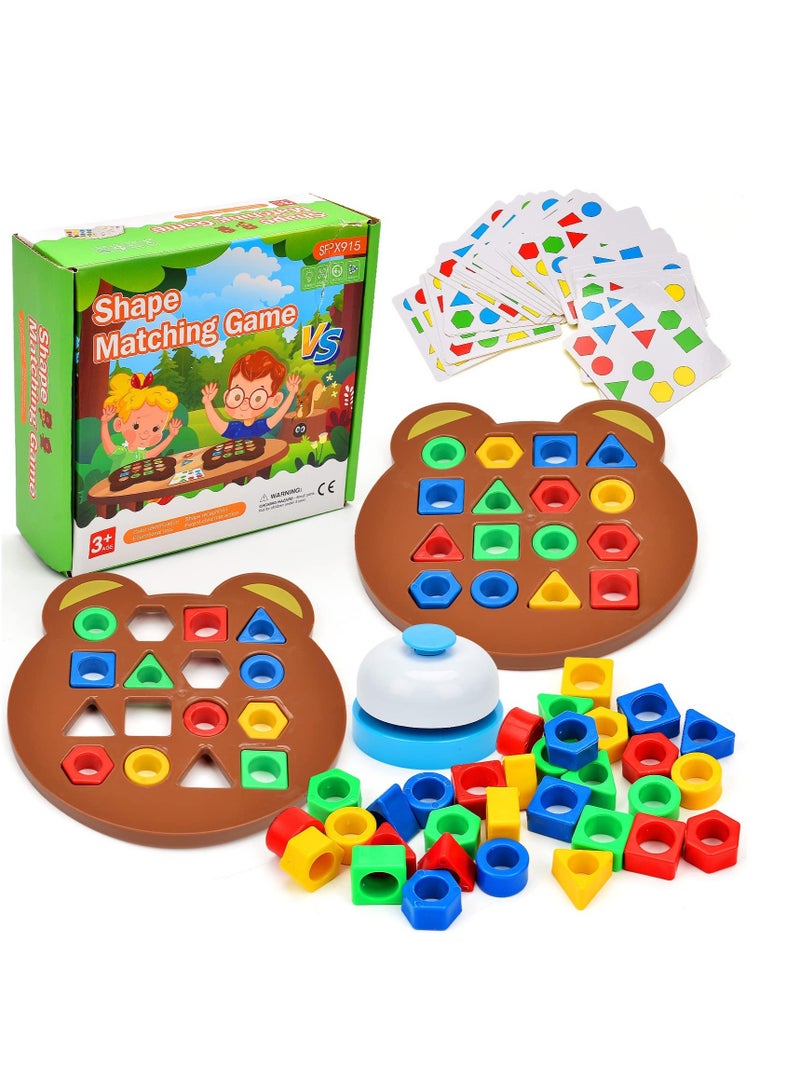 Excefore Shape Matching Game, Sensory Color Educational Toy, Geometric Shape Matching Puzzle Game, Color Learning Board Game, Montessori Toys Board Game, for Kids Boys Girls  - Image 1
