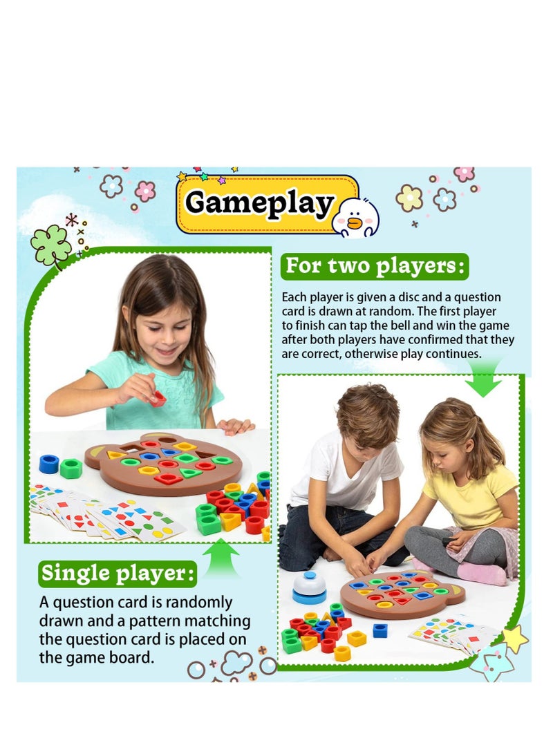 Excefore Shape Matching Game, Sensory Color Educational Toy, Geometric Shape Matching Puzzle Game, Color Learning Board Game, Montessori Toys Board Game, for Kids Boys Girls  - Image 3