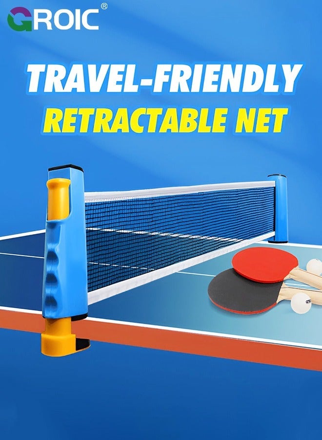 GROIC Portable Ping Pong Net Stes with 3Pcs 3-Star Ball, All-in-One Retractable Table Tennis Up to 70 Wide, Can be clamped on Any Desktop Less Than 2 Thick, Premium Family Fun Game - Image 3