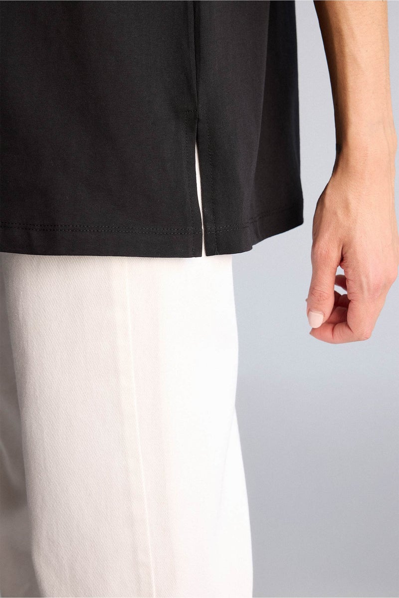 DeFacto Black Woman Regular Fit Crew Neck Short Sleeve Tunic Casual - Image 4