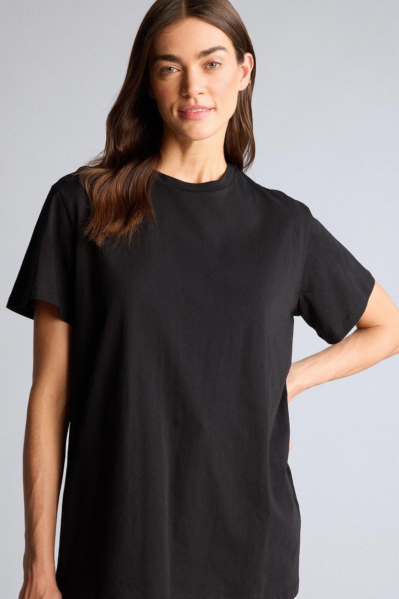 DeFacto Black Woman Regular Fit Crew Neck Short Sleeve Tunic Casual - Image 1