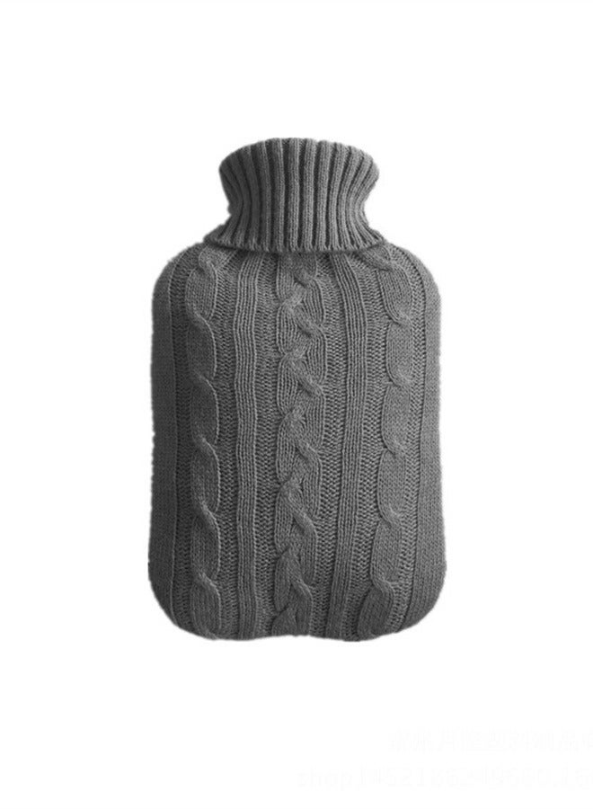 Generic 2 Liter Classic Transparent Hot Water Bottle With Knit Cover - Cramp Relief, Pain Management, and Cozy Nights - Water Heating Pad for Adults  - Image 1