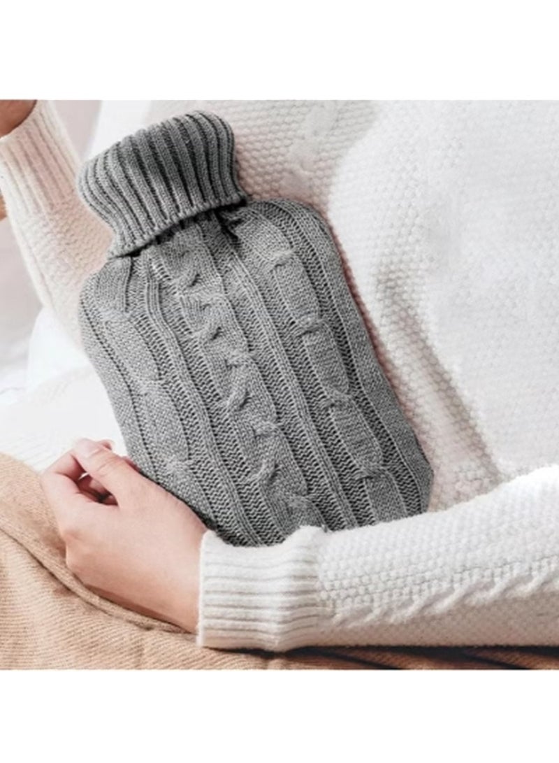 Generic 2 Liter Classic Transparent Hot Water Bottle With Knit Cover - Cramp Relief, Pain Management, and Cozy Nights - Water Heating Pad for Adults  - Image 3