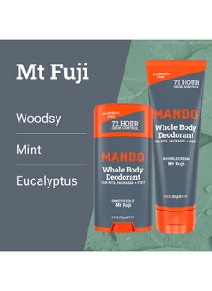 Mando Mando Whole Body Deodorant - Invisible Cream Tube and Solid Stick - 72 Hour Odor Control - Aluminum Free, Baking Soda Free, Skin Safe - 3.0 Ounce Tube and 2.6 Ounce Solid Stick Bundle - Mt Fuji  - Image 4