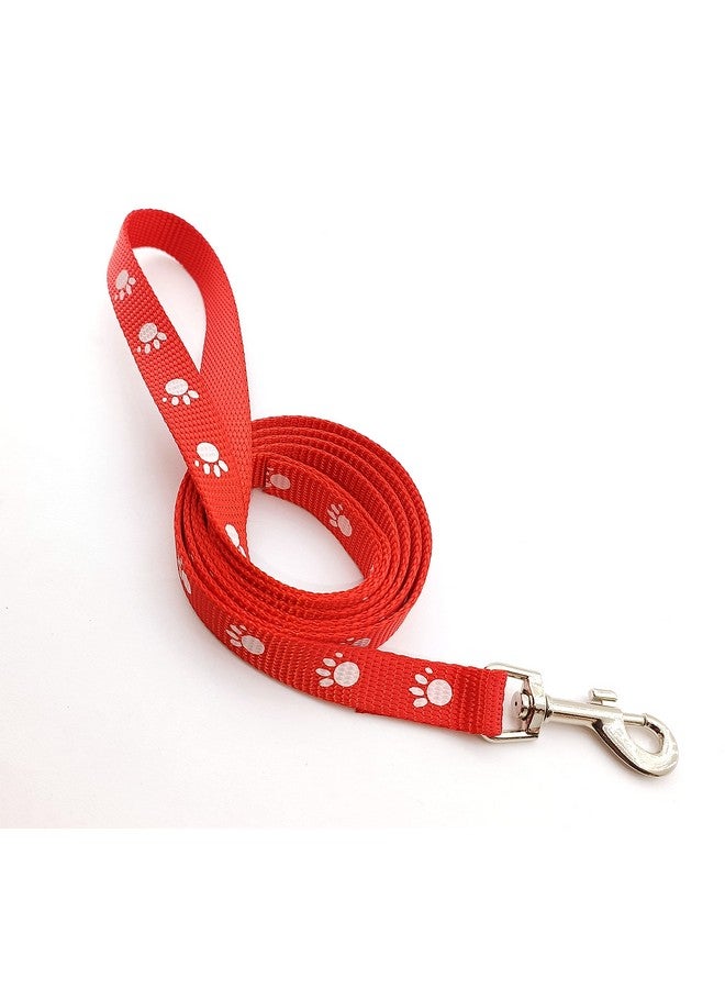 Nylon Collar And Leash Paw Printed, Adjustable Nylon Colour-Full Collar Leash Set Ideal For Puppies, Dogs And Cats (15 Mm, Red Colour) - Image 5
