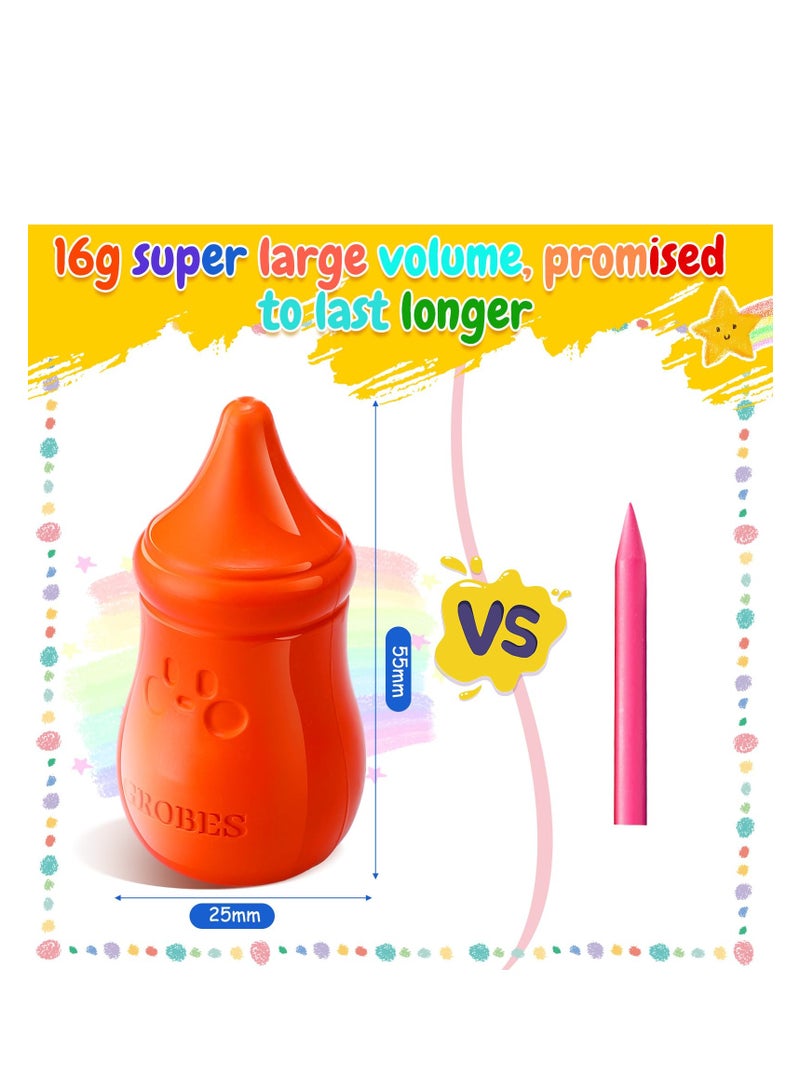 SYOSI 16 Colors Toddler Crayons Set, Baby Milk Bottle Crayons Washable Non Toxic Crayon Gifts, Easy to Hold Crayons, Safe Coloring Art School Supplies Gift Set for Young Kids Children Boys and Girls - Image 2