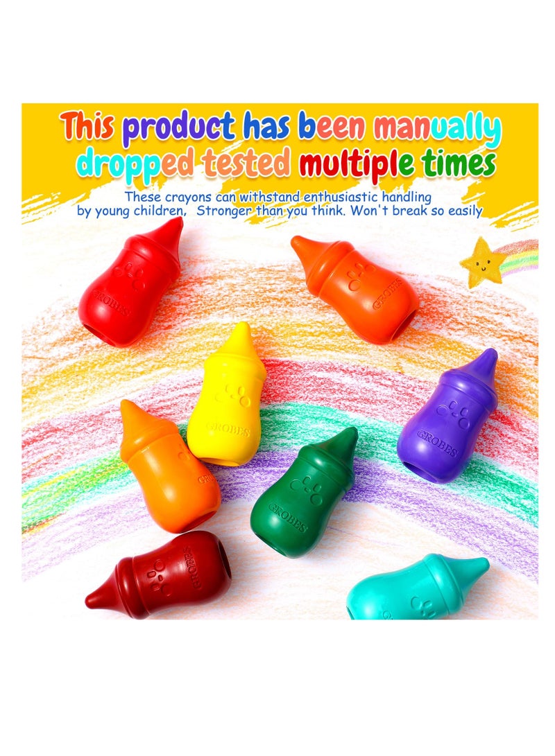 SYOSI 16 Colors Toddler Crayons Set, Baby Milk Bottle Crayons Washable Non Toxic Crayon Gifts, Easy to Hold Crayons, Safe Coloring Art School Supplies Gift Set for Young Kids Children Boys and Girls - Image 3