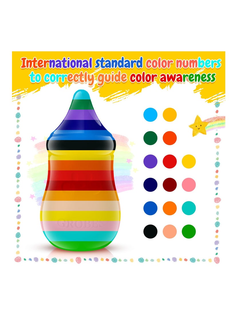 SYOSI 16 Colors Toddler Crayons Set, Baby Milk Bottle Crayons Washable Non Toxic Crayon Gifts, Easy to Hold Crayons, Safe Coloring Art School Supplies Gift Set for Young Kids Children Boys and Girls - Image 5