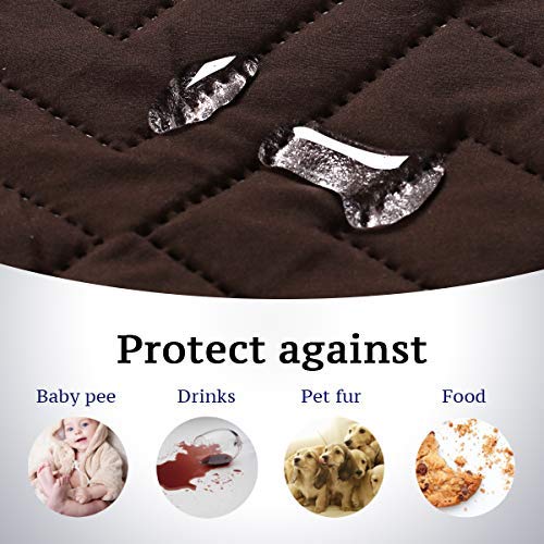 H.VERSAILTEX Reversible Quilted Recliner Covers Water Resistant Furniture Protector for Reclienr Chair with Elastic Straps for Pets Kids Sitting Width Up to 28"(Oversized Recliner, Brown/Beige) - Image 4