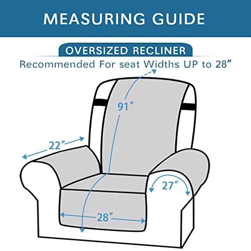 H.VERSAILTEX Reversible Quilted Recliner Covers Water Resistant Furniture Protector for Reclienr Chair with Elastic Straps for Pets Kids Sitting Width Up to 28"(Oversized Recliner, Brown/Beige) - Image 2