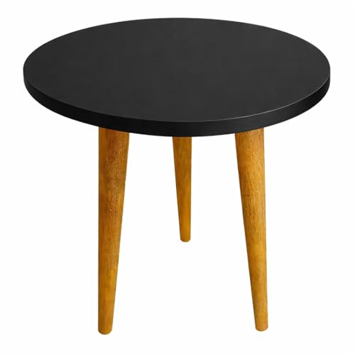 Kundi Elegant Vintage Wooden Folding Table - Round Shape, Ideal for Living Room, Kids Play Area, End Table, Plant Stand, or Stool (Black) (Black) - Image 3