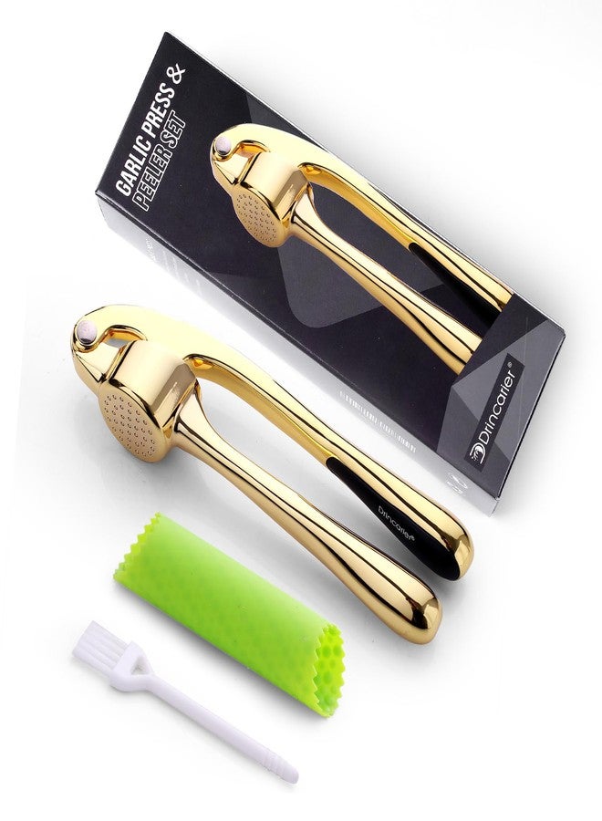 Drincarier Premium Garlic Press, Professional Garlic Mincer, Easy to Squeeze and Clean, Rust Proof & Dishwasher Safe, Efficient Ginger Crusher- Gold… - Image 1