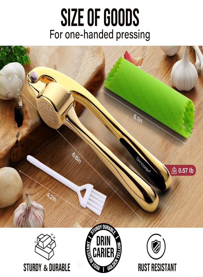 Drincarier Premium Garlic Press, Professional Garlic Mincer, Easy to Squeeze and Clean, Rust Proof & Dishwasher Safe, Efficient Ginger Crusher- Gold… - Image 4