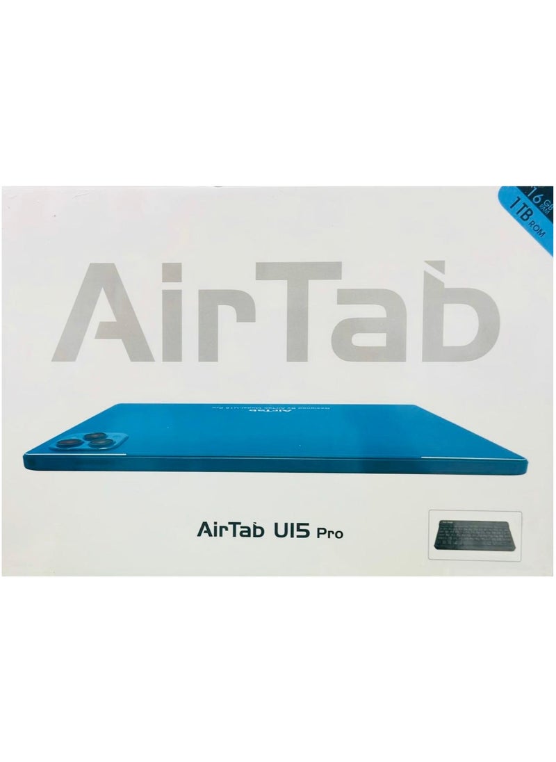 AirTab - U15 Pro 5G Wi-Fi Android Tablet with 10.1 Inch Display 16GB RAM 1TB ROM 10000mAh Battery with Wireless Arabic Keyboard Black - Image 1