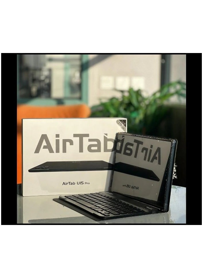 AirTab - U15 Pro 5G Wi-Fi Android Tablet with 10.1 Inch Display 16GB RAM 1TB ROM 10000mAh Battery with Wireless Arabic Keyboard Black - Image 1
