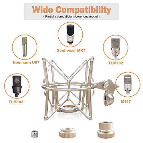 boseen حامل ميكروفون بوسين سبايدر - قاعدة مضادة للاهتزاز معدنية متوافقة مع ميكروفونات نيومان U47 U67 U87 TLM102 TLM103 TLM107 M147 M149 وسنهايزر MK4 MK8 - Image 4