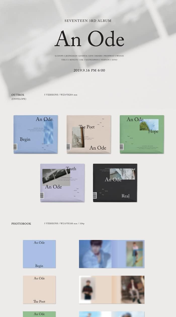 Seventeen 'An Ode' 3rd Regular Album Random Version CD+104p PhotoBook+8p Mini Book+4p PhotoCard+Message PhotoCard SET+Tracking Kpop Sealed - Image 2