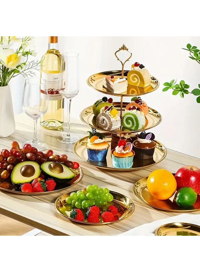 1pc Three Tier Golden Fruit Dessert Cupcake Stand Elegant Dried Fruit Snack Plate Cake Tray For Tea Party Living Room Home Coffee Bar Decoration - Image 5