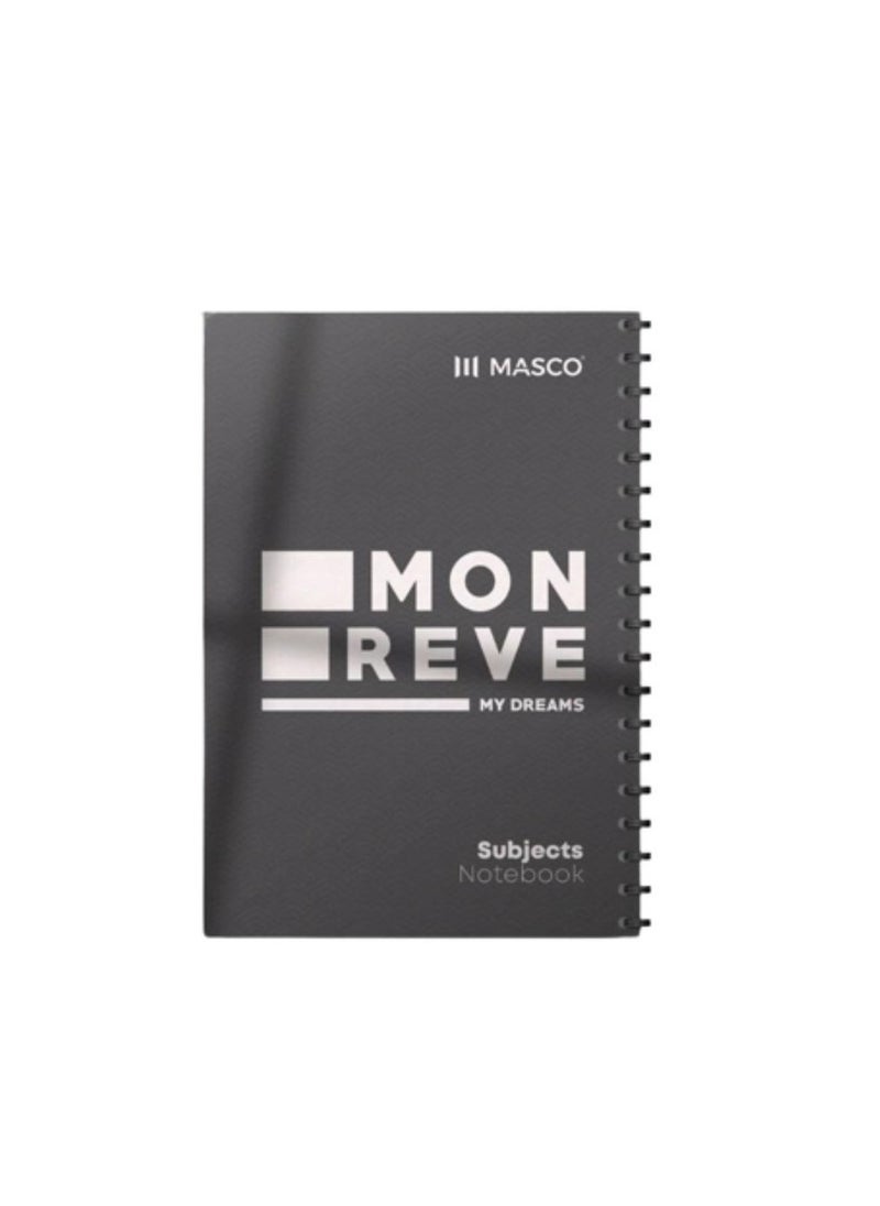 MASCO - A4 Size 200 Page Spiral Single Line Notebook Suitable for 5 Subjects, Black - Image 1