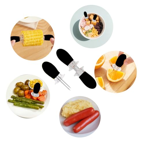 PEOUWNES Stainless Steel Corn Holders - 16Pcs/8 Pairs Black Corn Cob Holders, Interlocking Design Skewers for Home Cooking BBQ Parties Camping - Image 3