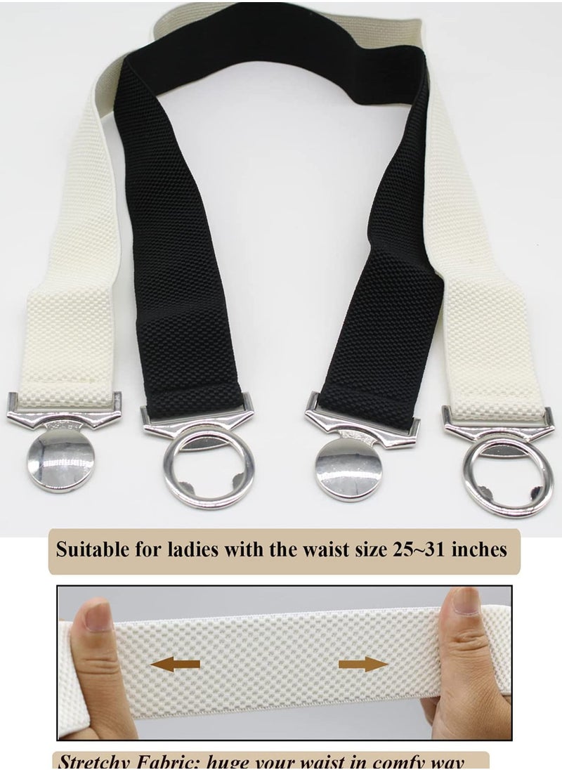 SYOSI - Women's Belt, Dress Belts for Women Stretchy Thin Waist Silver Buckle Elegant Waistband with Flat Invisible Elastic for Jeans Pants Dresses (Two Packs) - Image 1