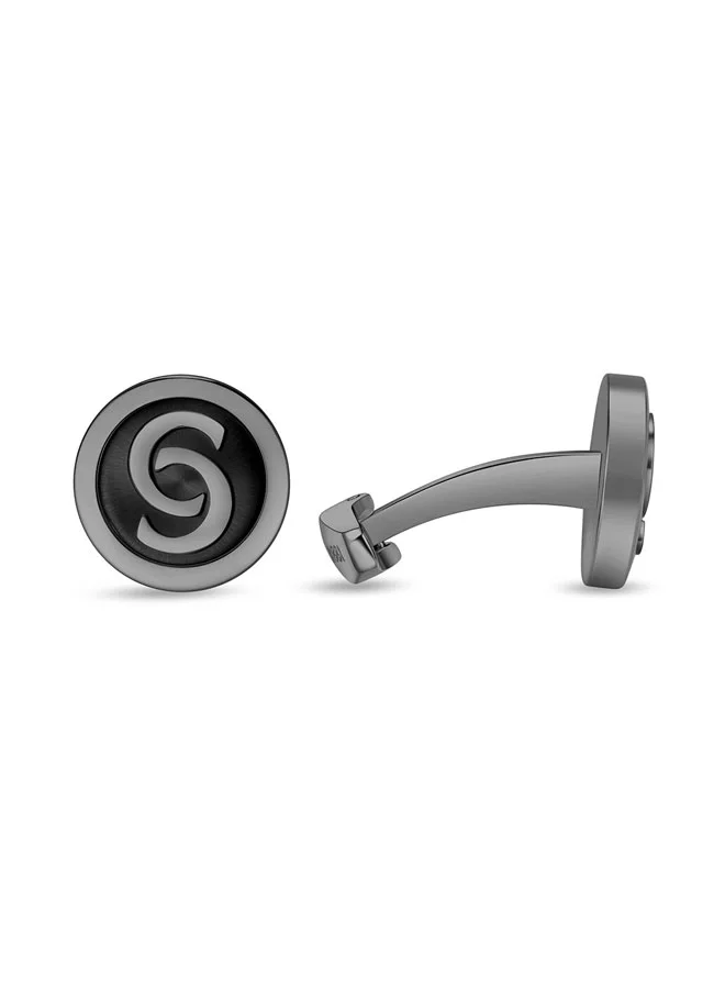 Orlando Grey and Silver Stainless Steel Cufflinks for Men