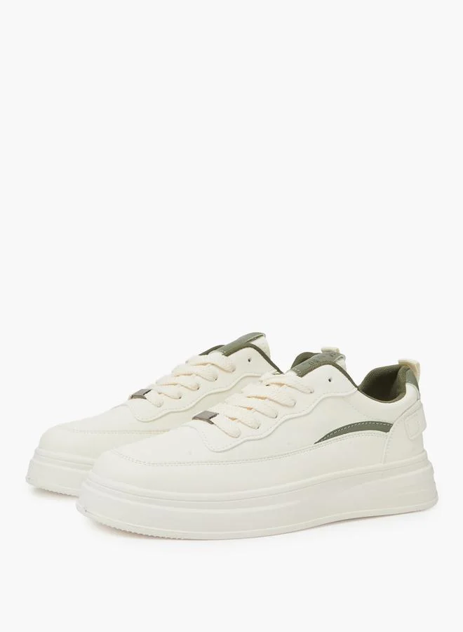 Styli Off White Lace-Up Minimal Casual Sneakers