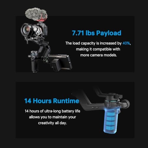 FeiyuTech SCORP-C2 Camera Stabilizer Handheld Gimbal for DSLR&Mirrorless Camera for Sony/Canon/Nikon/Panasonic/Fujifilm,Max 7.71lbs Professional 3-Axis Video Stabilizer,Official-Authorized - Image 4